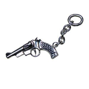Inox Men's Polished Stainless Steel Revolver Pendant with Black Accents